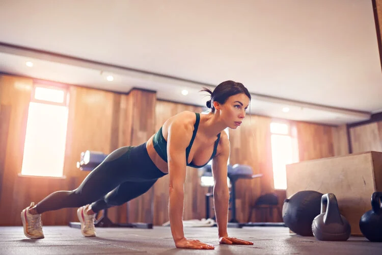 This image has an empty alt attribute; its file name is 20-Minute-Bodyweight-Workout-Burpee-with-Push-Up-e1616427496628.webp